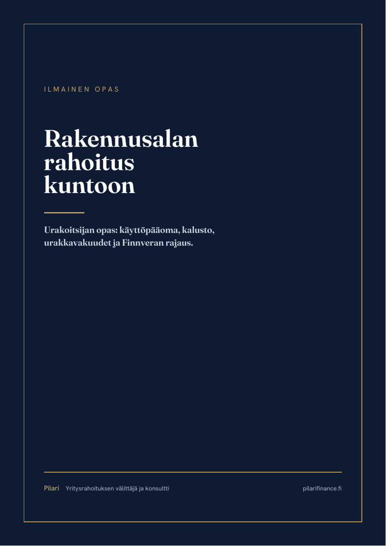 Rakennusalan rahoitus kuntoon - oppaan kansi