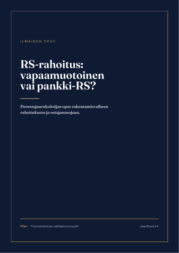 RS-rahoitus: vapaamuotoinen vai pankki-RS? - oppaan kansi